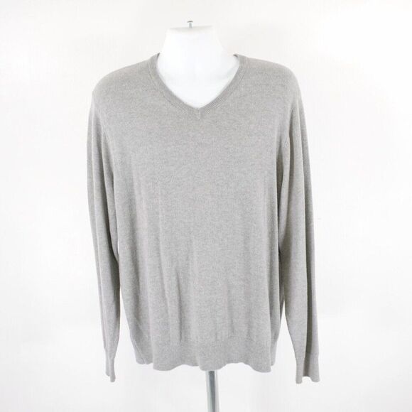 St. John's Bay Gray V-Neck XL Sweater Pullover Cotton Acylic Long‎ Sleeve - Picture 4 of 10